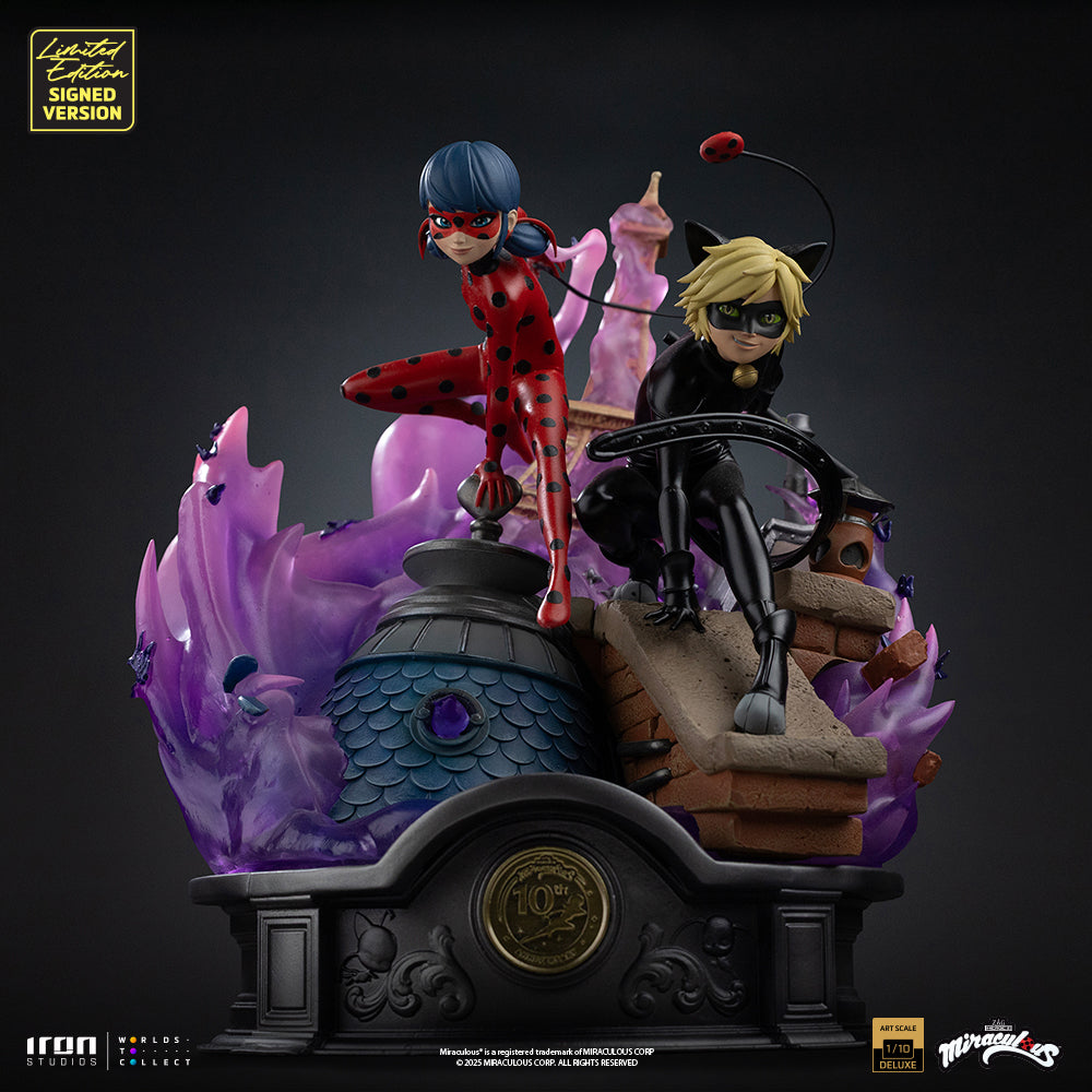 Statue Ladybug and Cat Noir - Miraculous 10th Anniversary Signed Edition - Deluxe Art Scale 1/10