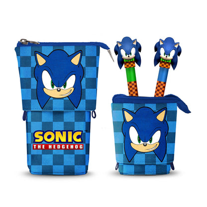 Trousse Mignonne + 2 Stylos Gel Effaçables Sonic the Hedgehog – Bleu