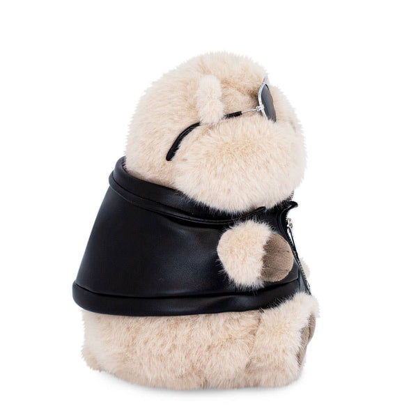 Pluche hamster met leren jasje