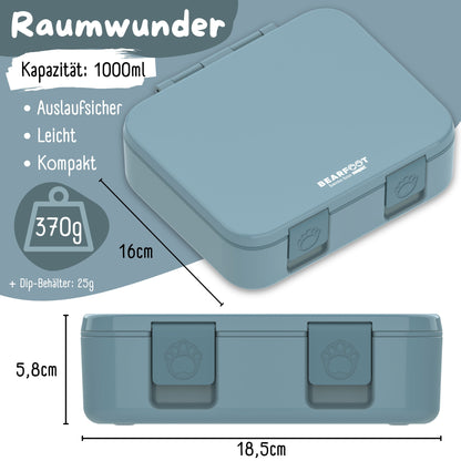 Brotdose mit Fächern, leicht & auslaufsicher - blau