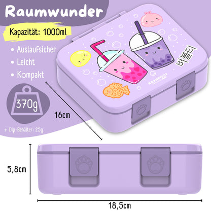 Brotdose mit Fächern, leicht & auslaufsicher-BubbleTea lila