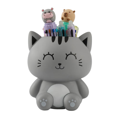 Porte-stylo 3D Chat Gris