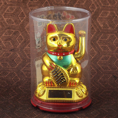 Golden solar lucky cat 8cm