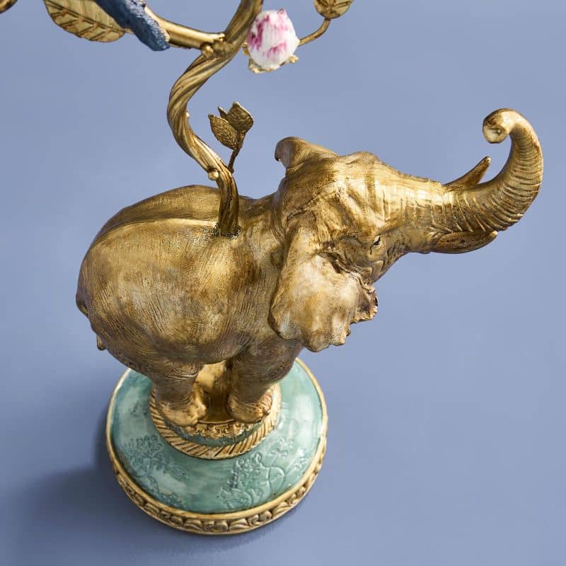 Gouden olifantenkroonluchter, poly/metaal, 28 x 11 x 46,5 cm