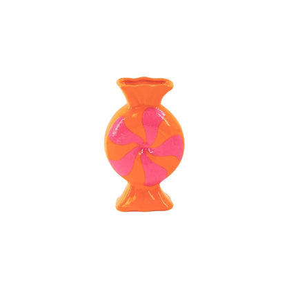 Flower Vase - Toffee Candy - Ceramic - Pink/Orange - 12x6.5x20cm