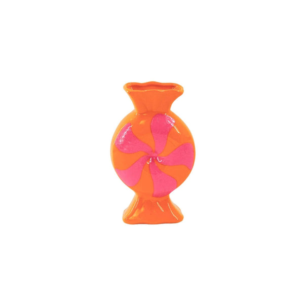 Bloemenvaas - Toffee Candy - Keramiek - Roze/Oranje - 12x6,5x20cm