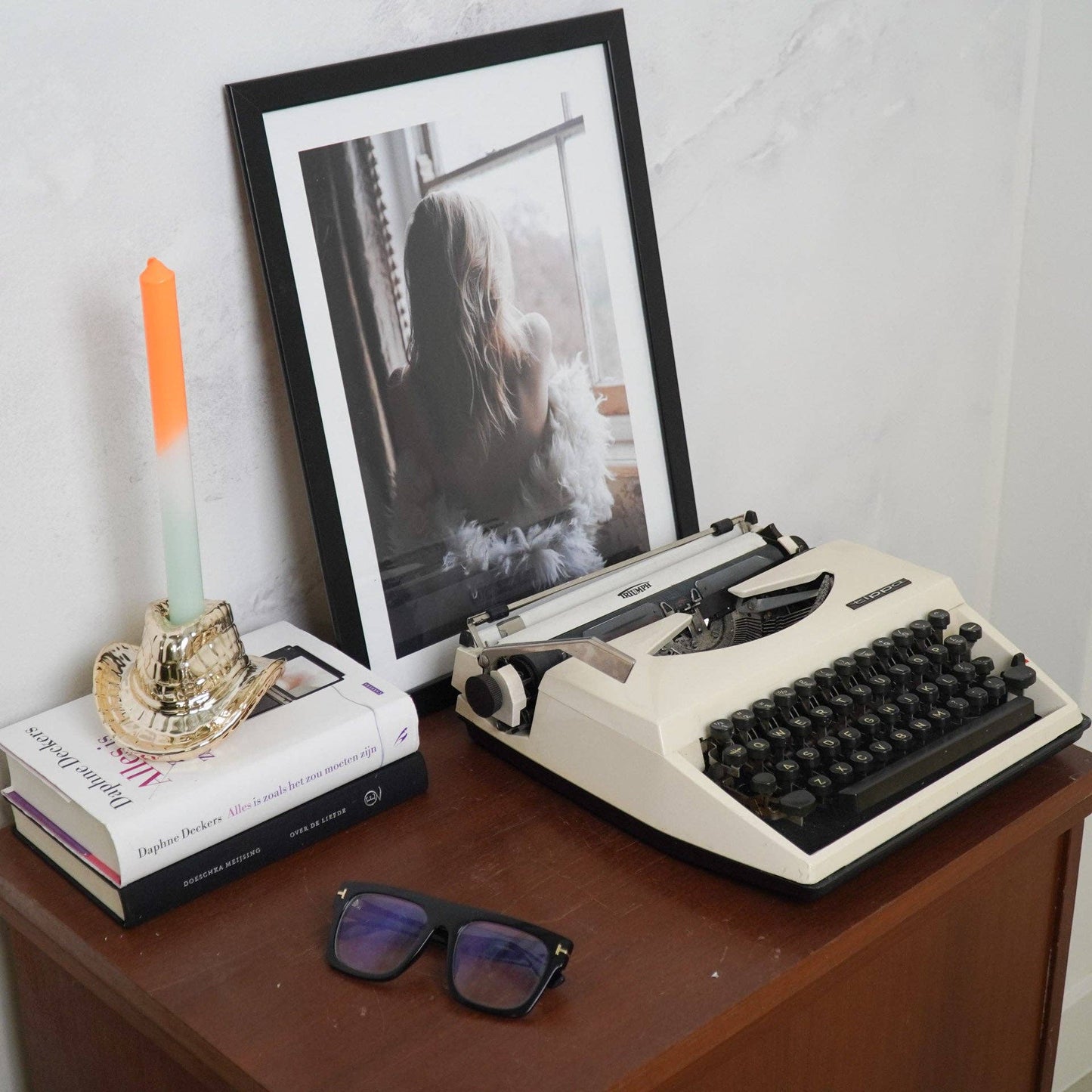 Kandelaar - Cowboyhoed - Keramiek - Goud - 13,5x11x7 cm