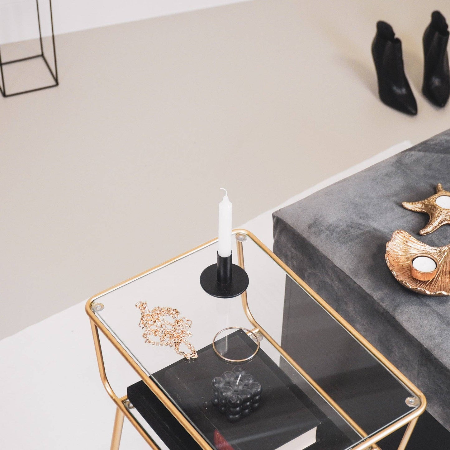 Bougeoir - Basique - Métal - Noir - 8x8x6,5cm