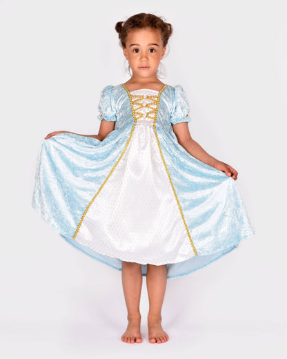 Robe de princesse en velours bleu clair 110-116 cm 4-6 ans