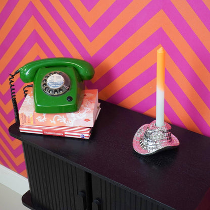 Kandelaar - Cowboyhoed - Keramiek - Zilver - 13,5x11x7 cm