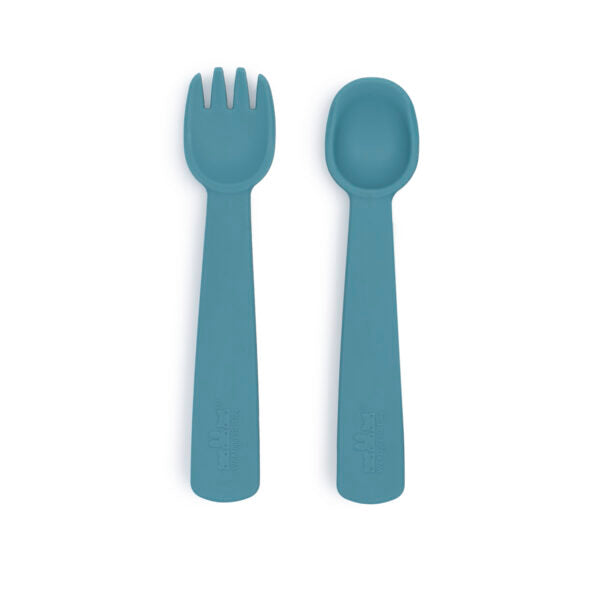 Eendenblauw babybestekset