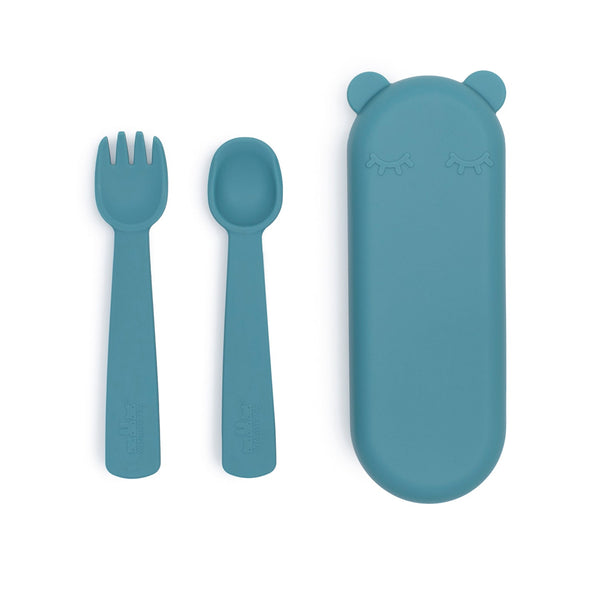 Eendenblauw babybestekset