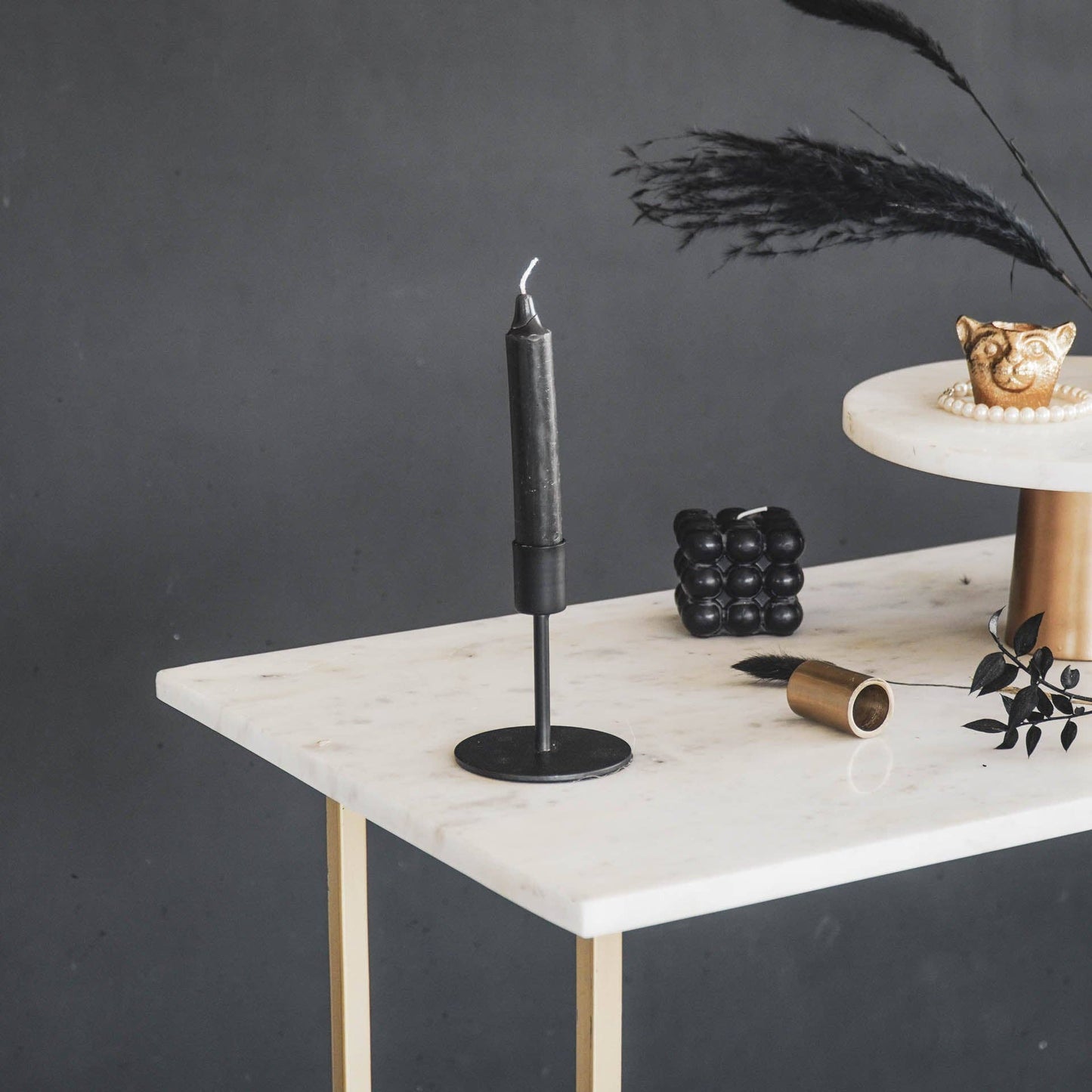 Candlestick - Basic - Metal - Black - 8x8x10cm