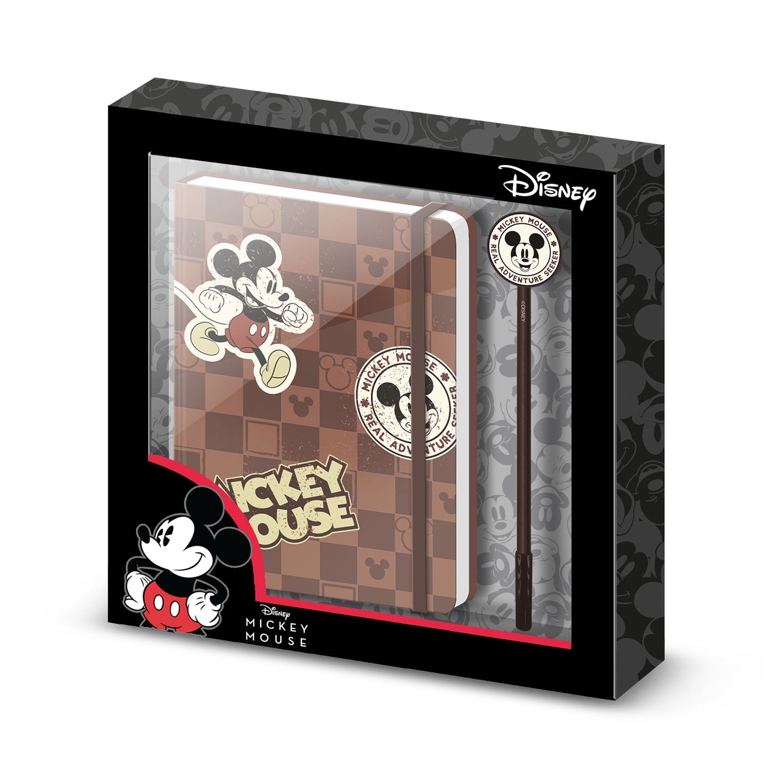 Coffret Journal + Stylo Fashion Disney Mickey Mouse « Journey » – Brun