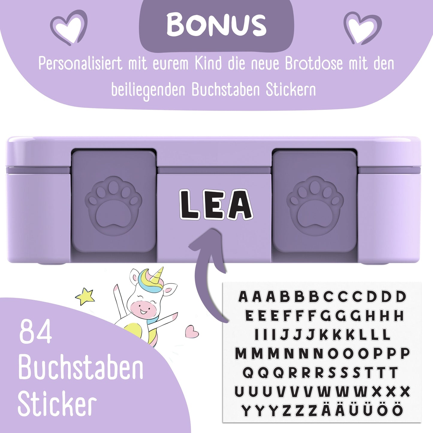 Brotdose mit Fächern, leicht & auslaufsicher-BubbleTea lila