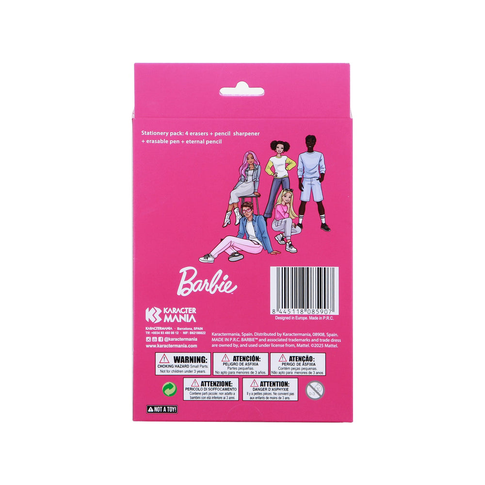 Mixed Set Erasable Gel Pen + Everlasting Pencil + 4 Erasers + Sharpener Barbie