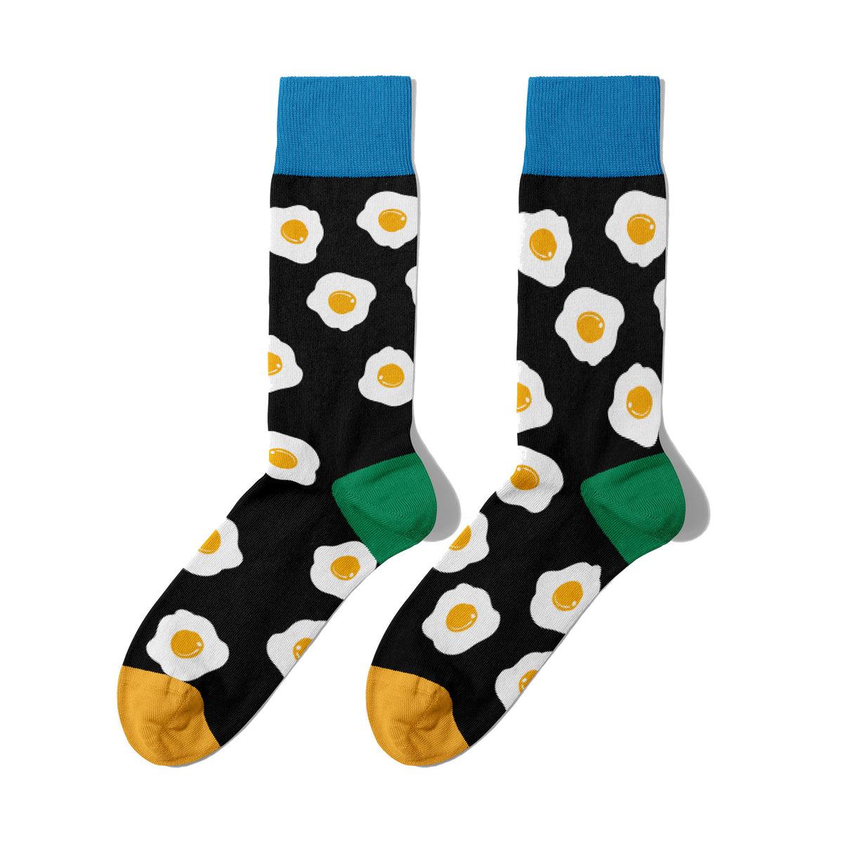Chaussettes Noires en Coton Bio Sans Couture avec Motif Œufs