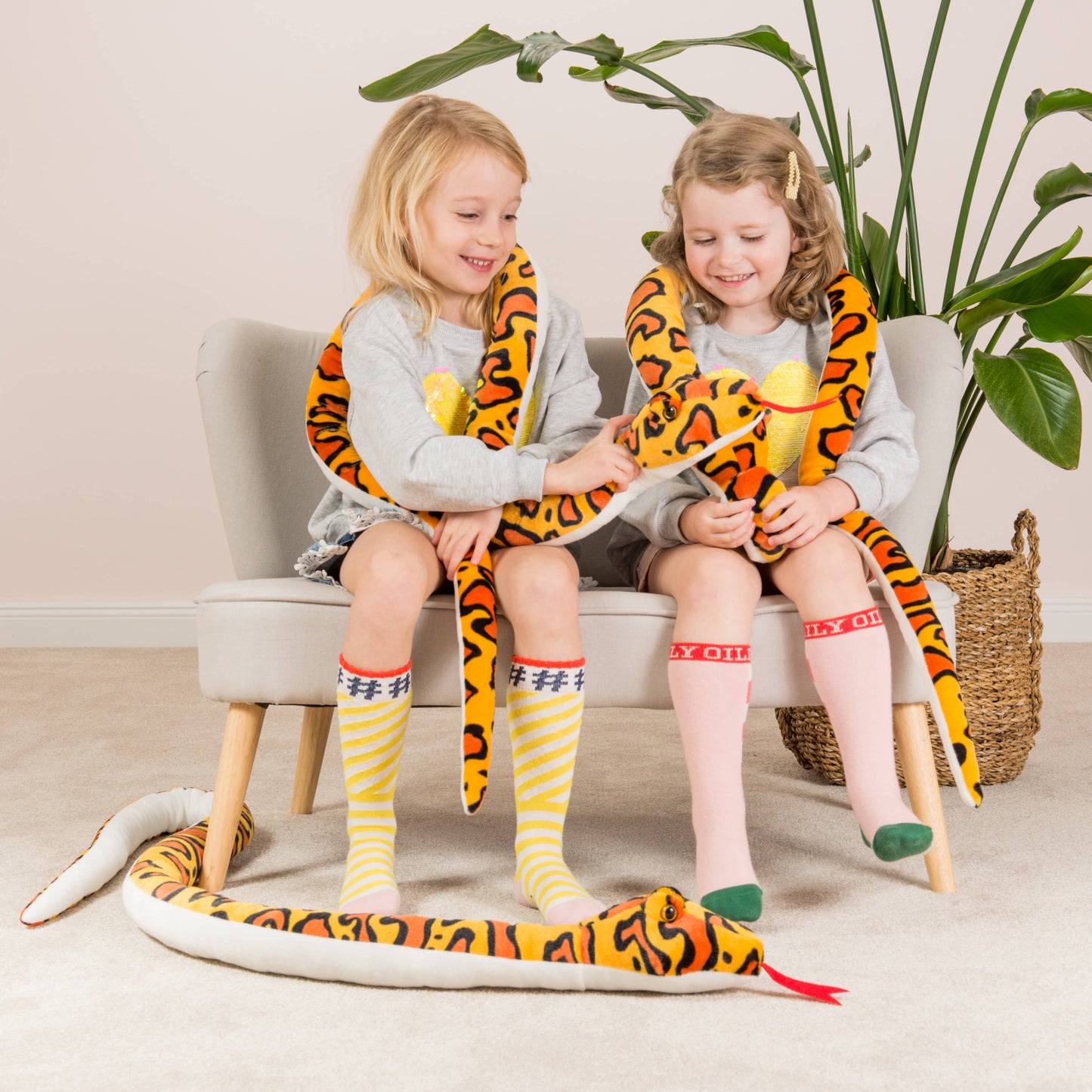 Peluche Serpent orange-jaune