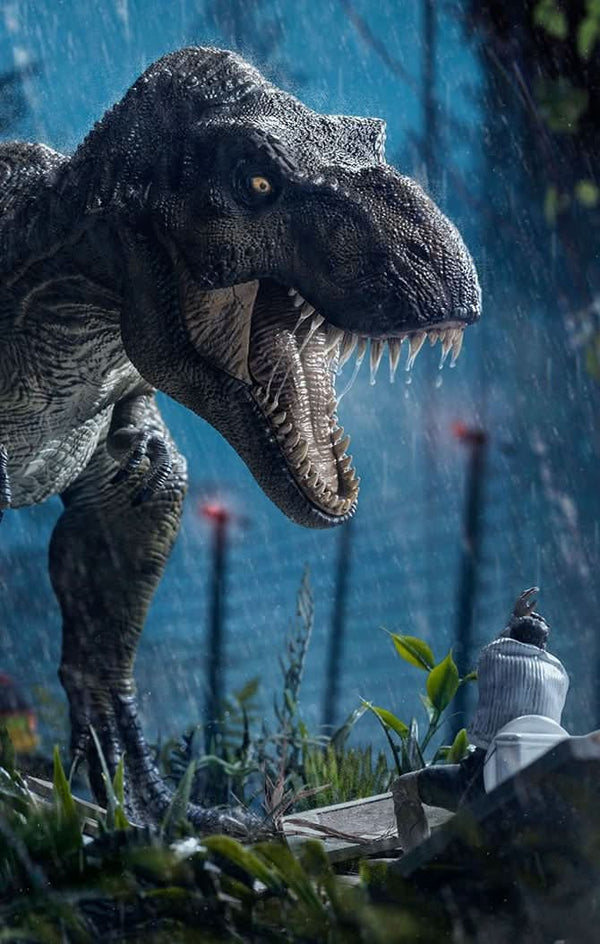 Statue T-Rex Attack Donald Gennaro - Jurassic Park - Demi Scale 1/20