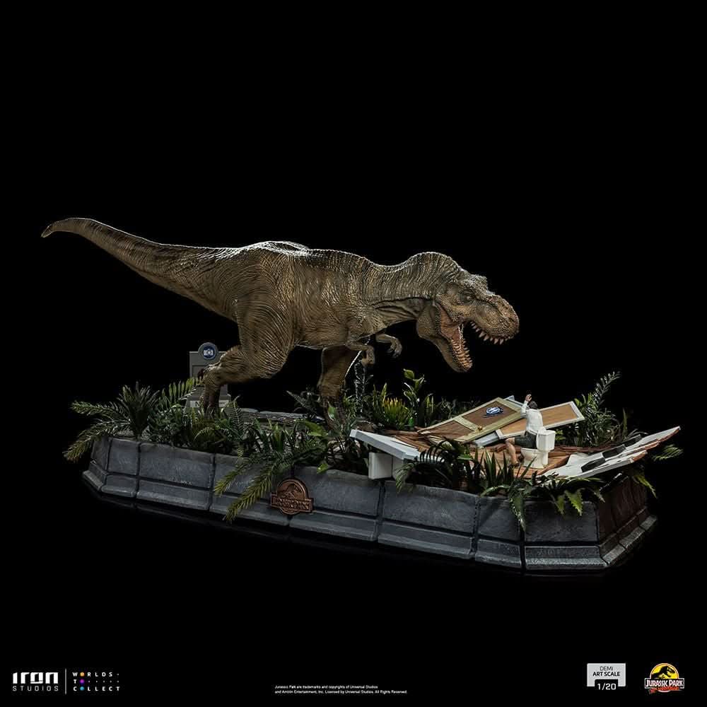 Statue T-Rex Attack Donald Gennaro - Jurassic Park - Demi Scale 1/20