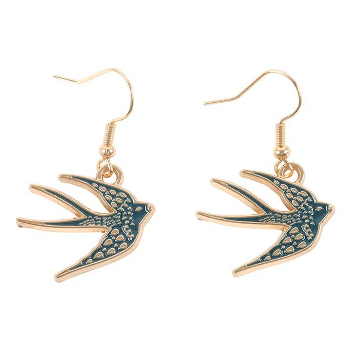 Boucles d'oreilles oiseau déploie tes ailes bleues