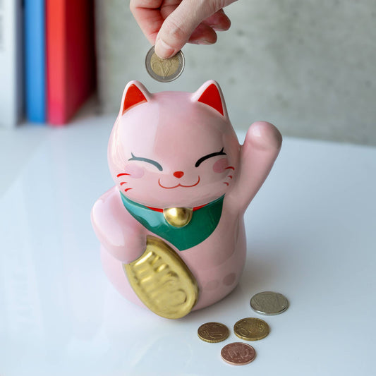 Pink Lucky Cat Piggy Bank