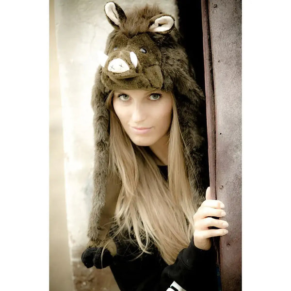 Chapeau en peluche Sanglier
