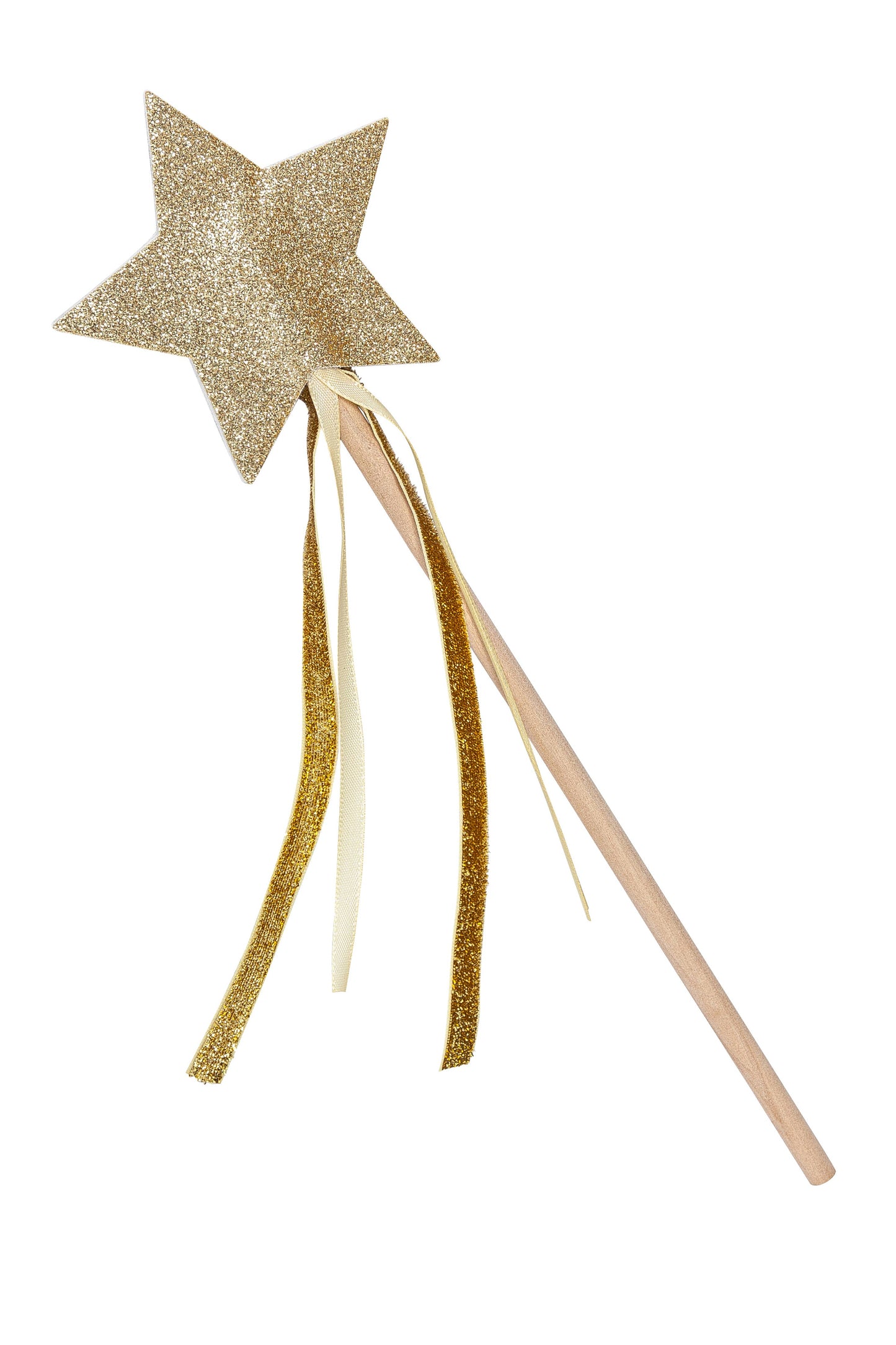 Star Magic Wand – Wood &amp; Gold Glitter