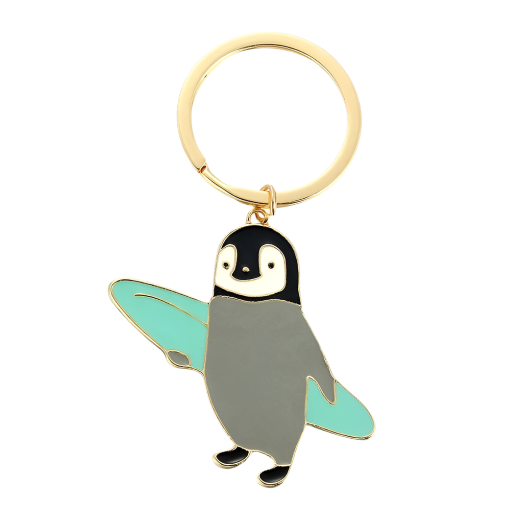 porte cles pingouin surfeur