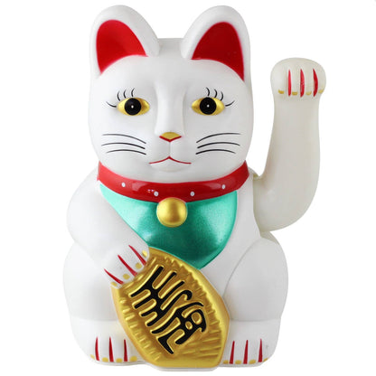 Maneki-neko gelukskat, golvende kat, 18 cm, wit