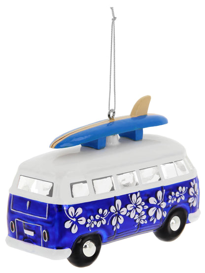 VW T1 Bus Surf Edition Glass Christmas Decoration