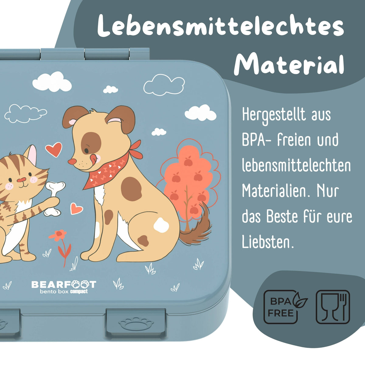 Brotdose mit Fächern, leicht & auslaufsicher - Hund & Katze