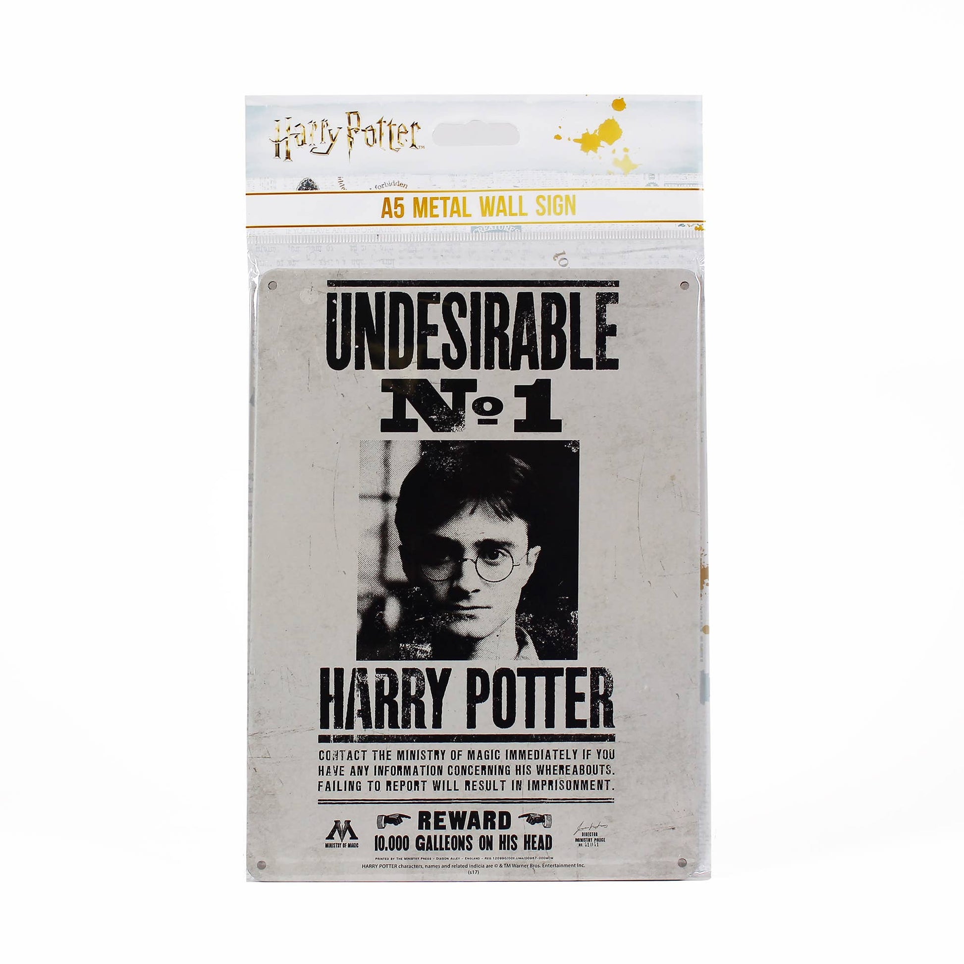 Plaque en métal A5 Harry Potter - Indésirable n° 1