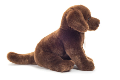 Dark brown sitting Labrador plush toy