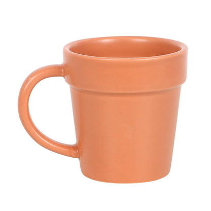 Tasse céramique en forme de pot de fleurs avec petite cuillère pelle