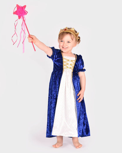 Robe de princesse bleue en velours 110-116 cl 4-6 ans