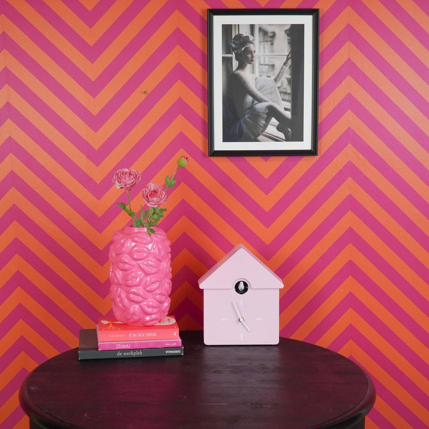 Horloge - Horloge Murale Coucou - Rose Clair - 24x27x9cm