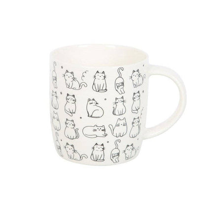 Mug à motif de chat heureux blanc