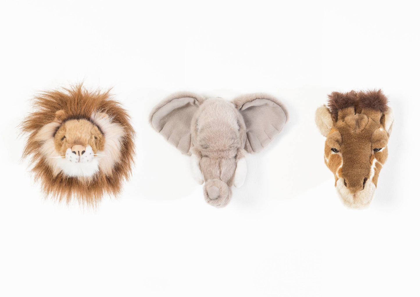 Mini Décoration Murale Peluche Têtes d'Animaux : Coffret Safari