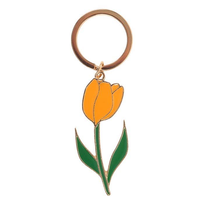 Sleutelhanger met gele tulp