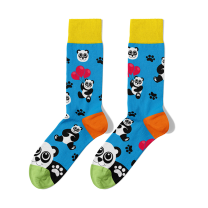 Chaussettes Panda en Coton Bio Sans Couture Bleues