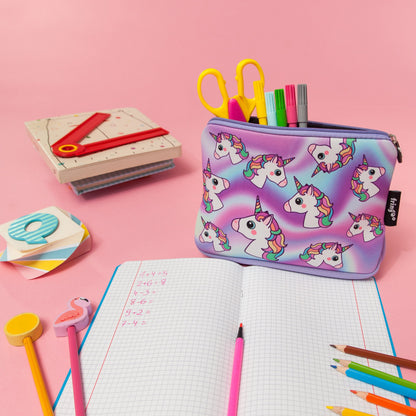 Grande trousse scolaire imprimée – holographique licornes