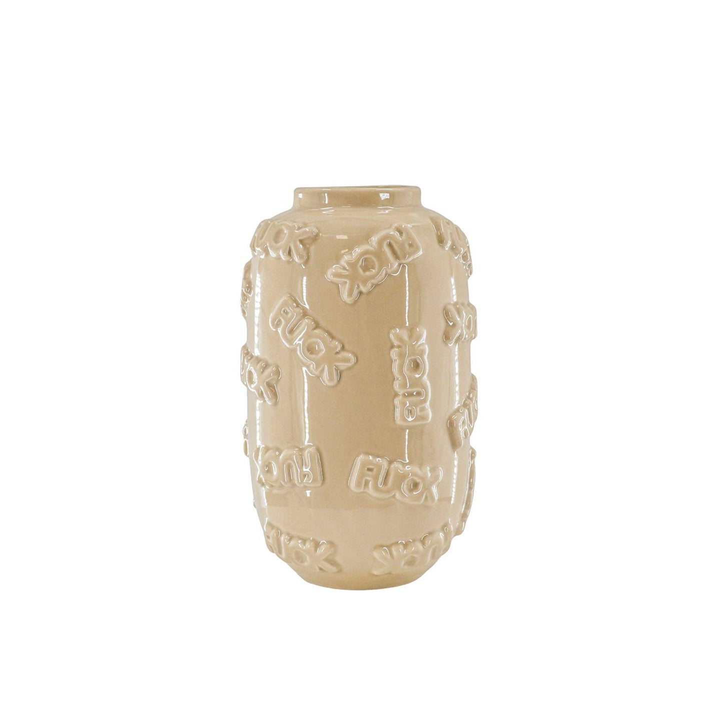 Vaas - 'FUCK' - Keramiek - Beige - 17x17x27cm