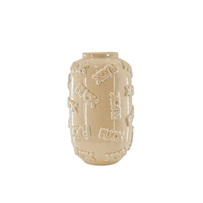 Vaas - 'FUCK' - Keramiek - Beige - 17x17x27cm