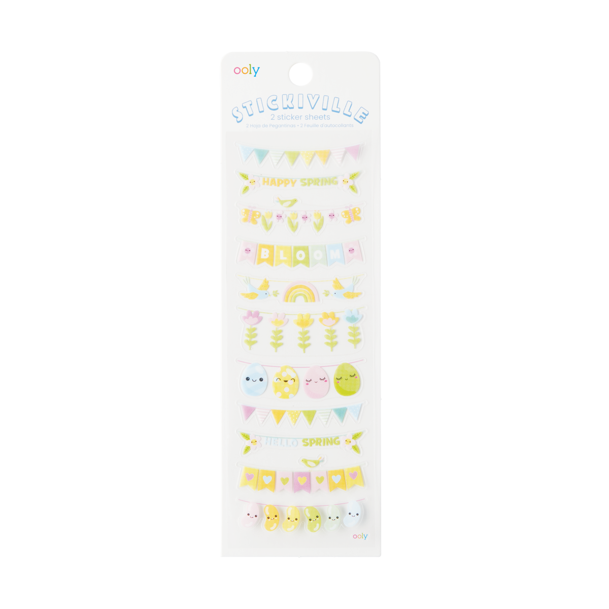 Autocollants transparents Stickiville Bannières de printemps – 2 planches – OOLY