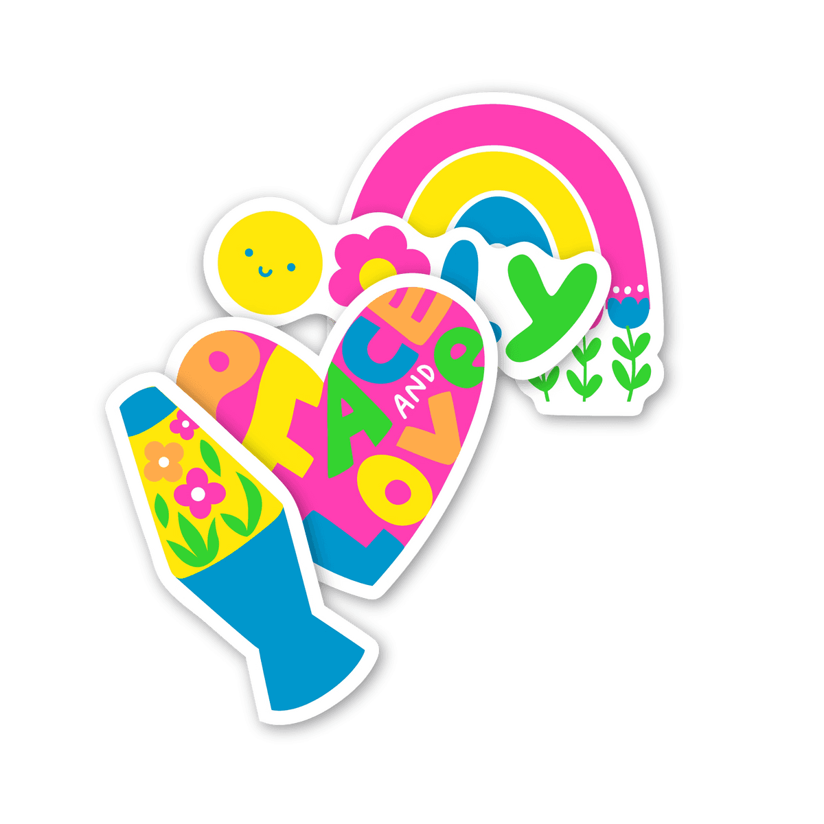 Autocollants vinyle Stickiville Peace & Love – Lot de 4 – OOLY