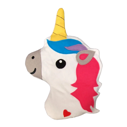 Knuffelbaar verwarmingskussen in de vorm van een eenhoornhoofd