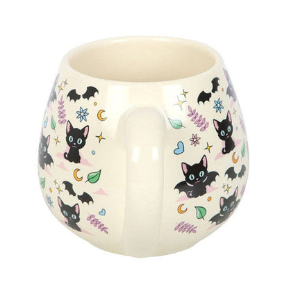 Tasse ronde en céramique avec motifs de chats noirs mignons et mystérieux