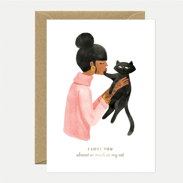 As much as my cat - Carte de voeux - Feuille dorée