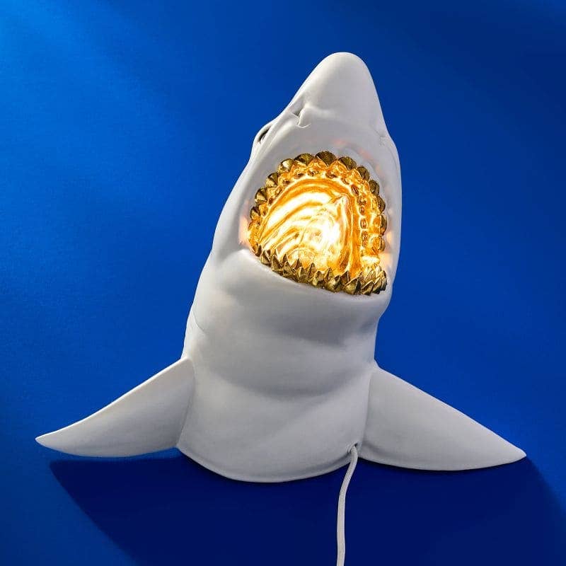 Applique murale Requin Hai Sharky Shark Blanc/Or
